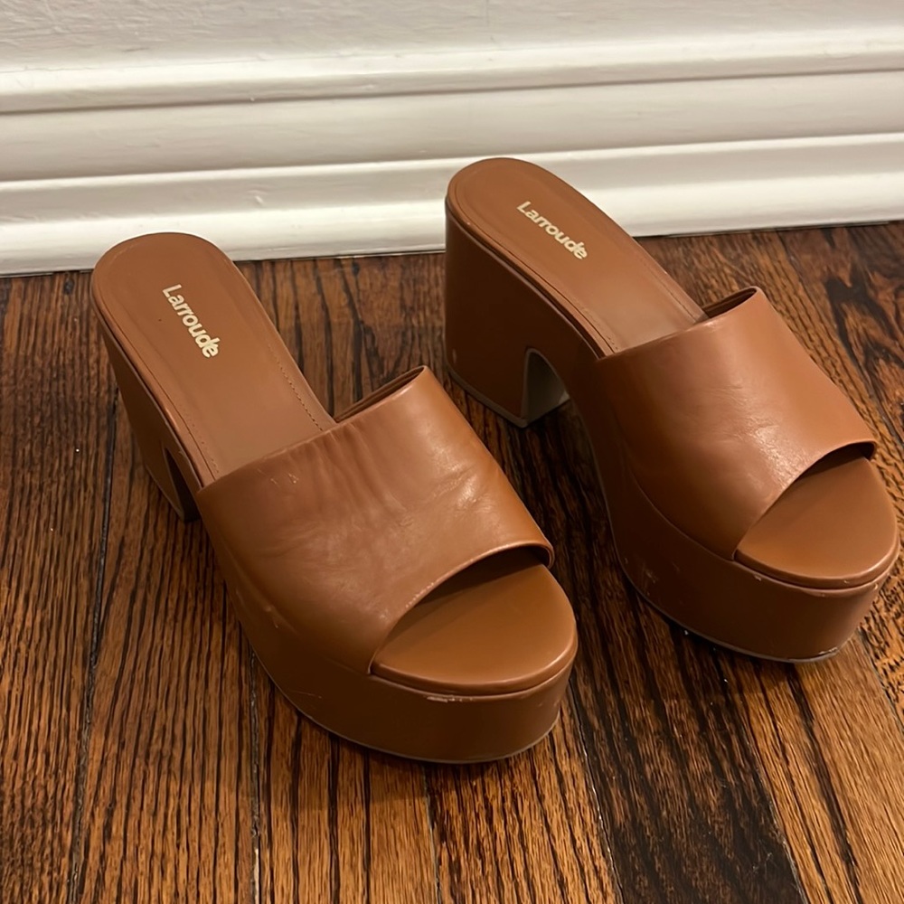 Larroude Miso Leather Platform Sandal